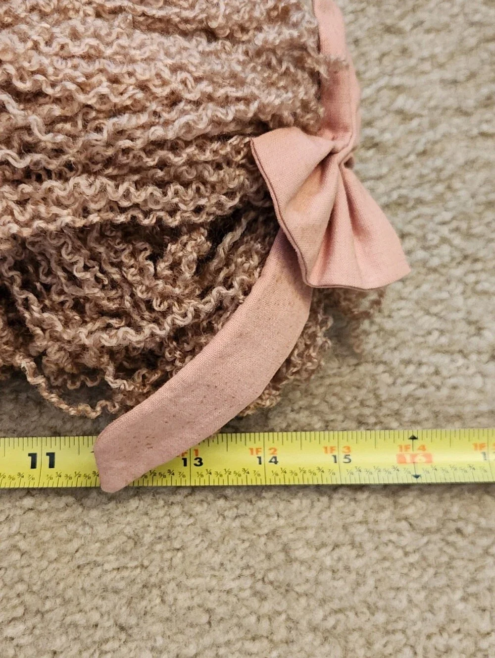 Made In Thailand 100% Cotton Doll Curly Brown Hair Pink Dress Bow Blue‎ Eyes 15